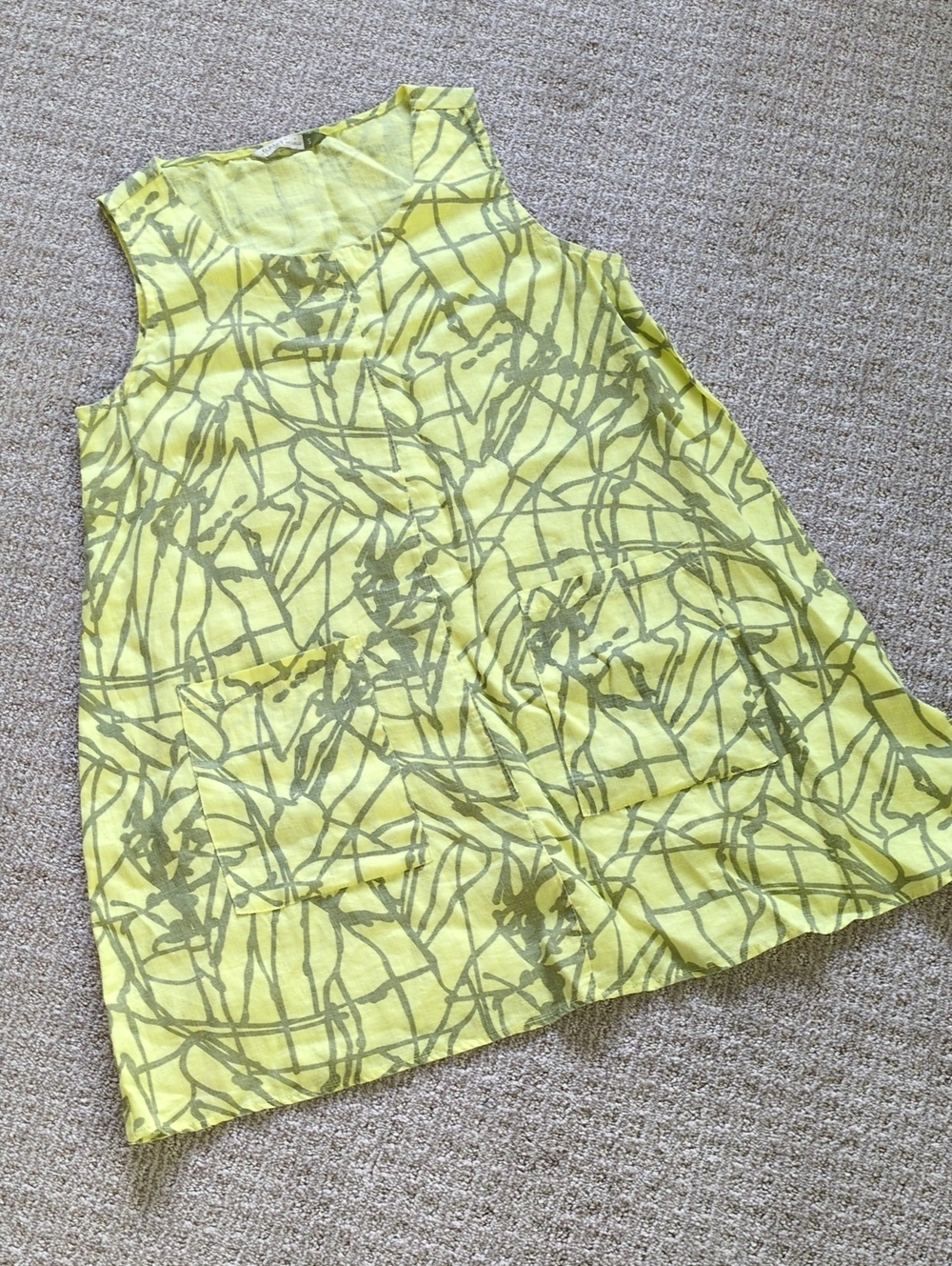 NWOT! Chalet et Ceci Patterned Linen Patch Pocket Mini Dress/Tunic, Size S